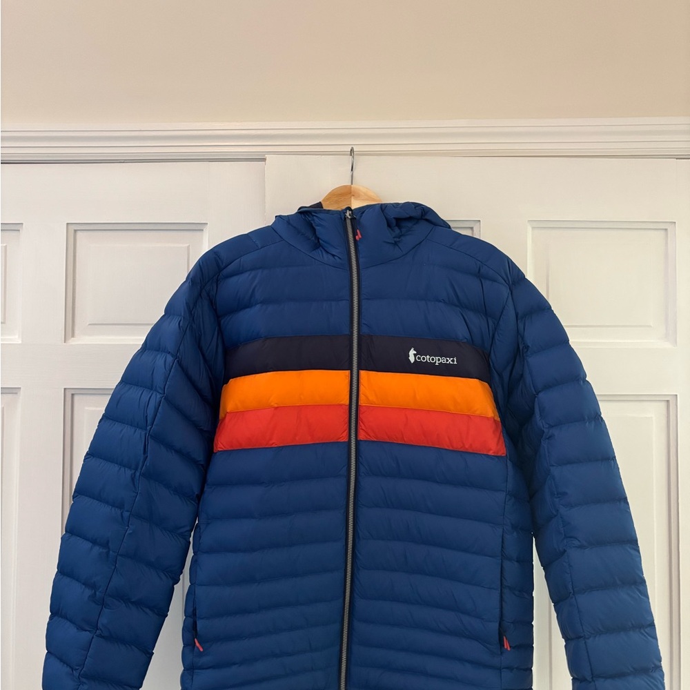 Cotopaxi Retro Blue and Red Puffer Jacket